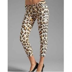 Mother Vintage Low Rise The Looker Crop Leopard Print Denim Size 25